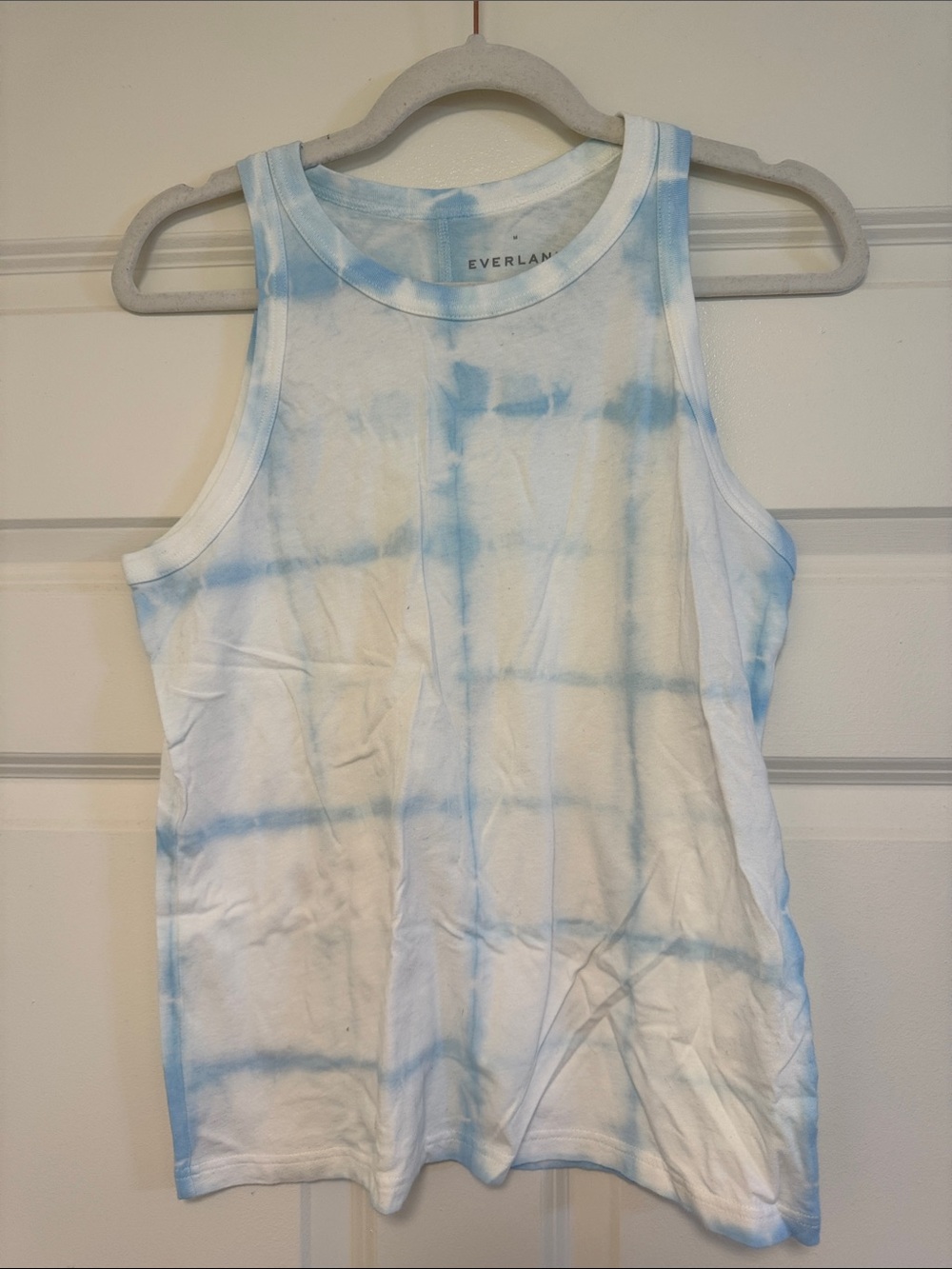 Everlane White & Light Blue Tie-Dye Tank